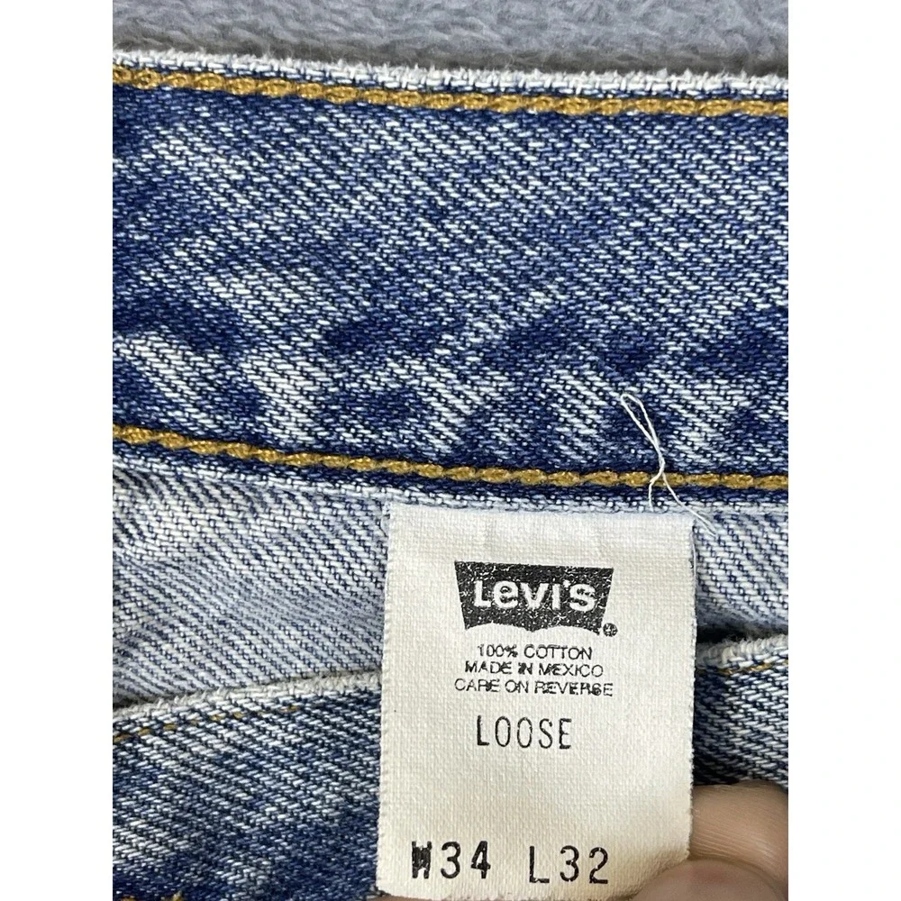 Vintage Levis 545 Jeans Mens 34x32 Blue Taper Loose Fit Medium Wash Brown Tab